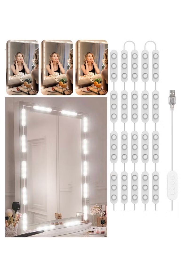 LED Vanity Mirror Lights, 3 Color 20pcs*3LEDS 12V Hollywood Style Makeup Lights Stick on, Bright Dimmable with Power Adapter (Mirror Not Included) - Image 1